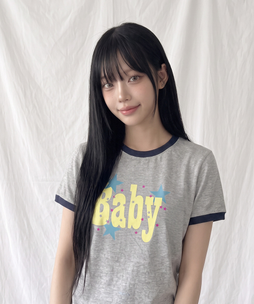 THE GREEN LAB（ザグリーンラボ）の「BABY リンガー半袖Tシャツ [メランジグレー]（Tシャツ/カットソー・レディース・その他・FREE）」の3枚目の写真