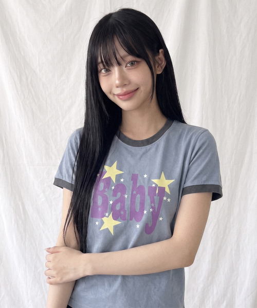 THE GREEN LAB（ザグリーンラボ）の「BABY リンガー半袖Tシャツ [メランジグレー]（Tシャツ/カットソー・レディース・その他・FREE）」の6枚目の写真