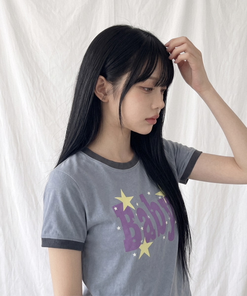 THE GREEN LAB（ザグリーンラボ）の「BABY リンガー半袖Tシャツ [メランジグレー]（Tシャツ/カットソー・レディース・その他・FREE）」の7枚目の写真