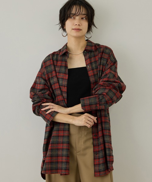 SALON adam et rope'(サロン アダム エ ロペ)の「Shuttle Notes 2WAYチェックシャツ(シャツ/ブラウス・レディース・グレー/ホワイト系その他・FREE)」の9枚目の写真