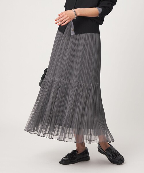 green label relaxing（グリーンレーベルリラクシング）の「［size SHORT/TALLあり］2WAY チュール スカート（スカート・レディース・ダークグレー/ナチュラル/モカ・FREE/SHORT/TALL）」の4枚目の写真