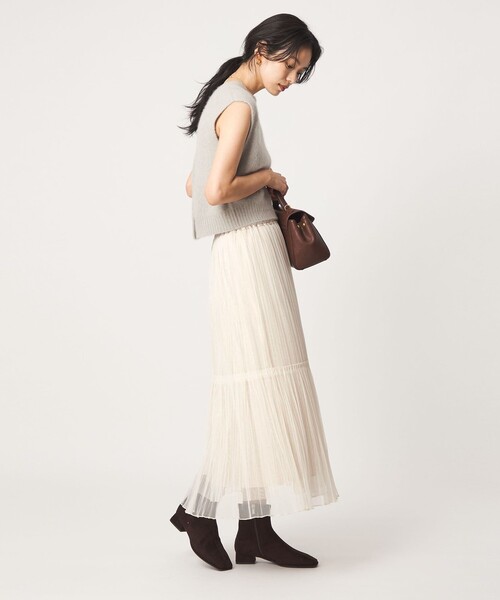 green label relaxing（グリーンレーベルリラクシング）の「［size SHORT/TALLあり］2WAY チュール スカート（スカート・レディース・ダークグレー/ナチュラル/モカ・FREE/SHORT/TALL）」の15枚目の写真