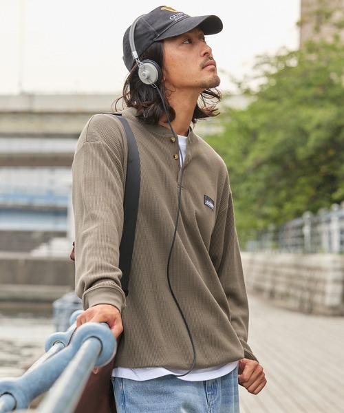 GERRY(ジェリー)の「<別注>GERRY / ジェリー ワッフル ヘンリーネック ドローコード 長袖Tシャツ/抗菌・防臭【THE CRAFT CREW PRODUCTS】(Tシャツ/カットソー・メンズ・カーキ/グレイッシュベージュ/ダークネイビー/チャコール/ブラック/オフホワイト・L/M/S)」の7枚目の写真