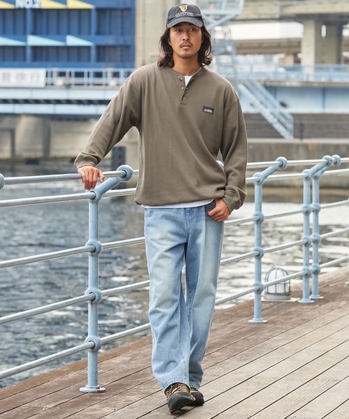 GERRY(ジェリー)の「<別注>GERRY / ジェリー ワッフル ヘンリーネック ドローコード 長袖Tシャツ/抗菌・防臭【THE CRAFT CREW PRODUCTS】(Tシャツ/カットソー・メンズ・カーキ/グレイッシュベージュ/ダークネイビー/チャコール/ブラック/オフホワイト・L/M/S)」の12枚目の写真