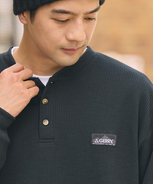 GERRY(ジェリー)の「<別注>GERRY / ジェリー ワッフル ヘンリーネック ドローコード 長袖Tシャツ/抗菌・防臭【THE CRAFT CREW PRODUCTS】(Tシャツ/カットソー・メンズ・カーキ/グレイッシュベージュ/ダークネイビー/チャコール/ブラック/オフホワイト・L/M/S)」の17枚目の写真