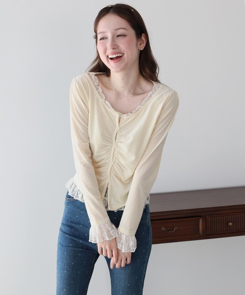 BLUEEAST(ブルーイースト)の「レースレイヤードベロアカットソー(Tシャツ/カットソー・レディース・ブラウン/ブラック/アイボリー・MEDIUM/LARGE)」の14枚目の写真