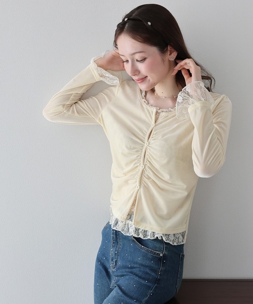 BLUEEAST(ブルーイースト)の「レースレイヤードベロアカットソー(Tシャツ/カットソー・レディース・ブラウン/ブラック/アイボリー・MEDIUM/LARGE)」の13枚目の写真
