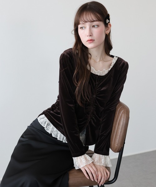 BLUEEAST(ブルーイースト)の「レースレイヤードベロアカットソー(Tシャツ/カットソー・レディース・ブラウン/ブラック/アイボリー・MEDIUM/LARGE)」の21枚目の写真