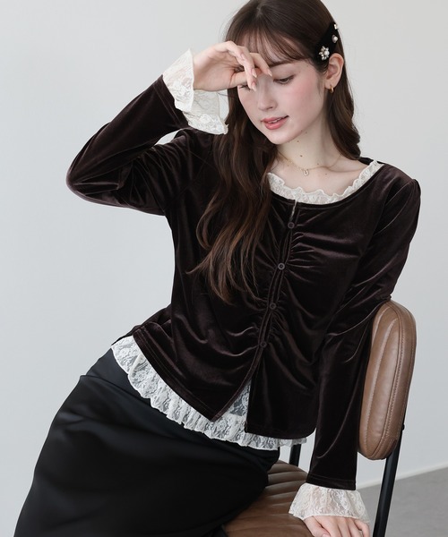 BLUEEAST(ブルーイースト)の「レースレイヤードベロアカットソー(Tシャツ/カットソー・レディース・ブラウン/ブラック/アイボリー・MEDIUM/LARGE)」の20枚目の写真