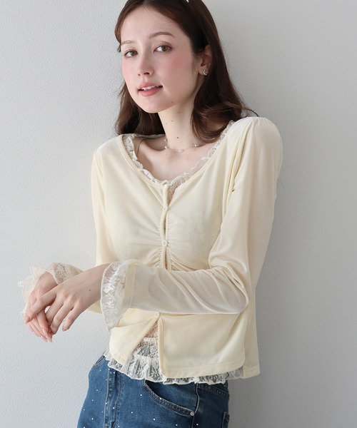 BLUEEAST(ブルーイースト)の「レースレイヤードベロアカットソー(Tシャツ/カットソー・レディース・ブラウン/ブラック/アイボリー・MEDIUM/LARGE)」の11枚目の写真