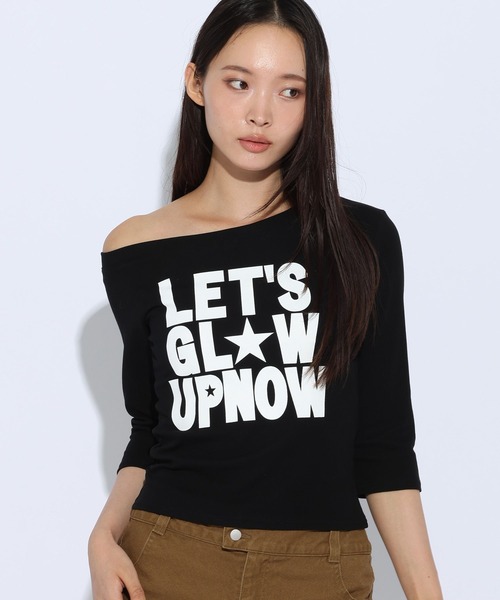 3.3 Field Trip (3.3フィールドトリップ)の「3.3 Field Trip/ワンショルロゴ5分袖トップス(Tシャツ/カットソー・レディース・ブラック/ネイビー/レッド・FREE)」の2枚目の写真