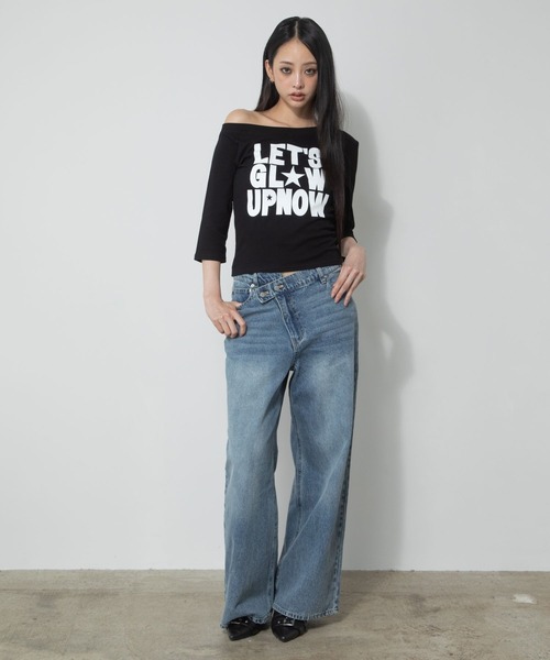 3.3 Field Trip (3.3フィールドトリップ)の「3.3 Field Trip/ワンショルロゴ5分袖トップス(Tシャツ/カットソー・レディース・ブラック/ネイビー/レッド・FREE)」の10枚目の写真