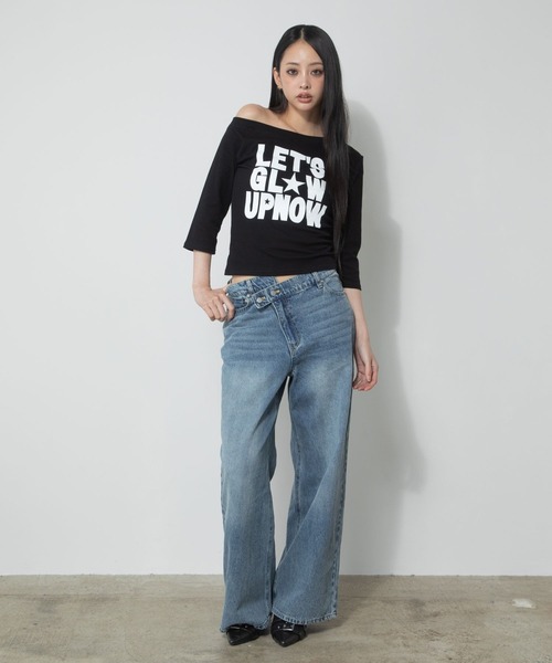 3.3 Field Trip (3.3フィールドトリップ)の「3.3 Field Trip/ワンショルロゴ5分袖トップス(Tシャツ/カットソー・レディース・ブラック/ネイビー/レッド・FREE)」の11枚目の写真
