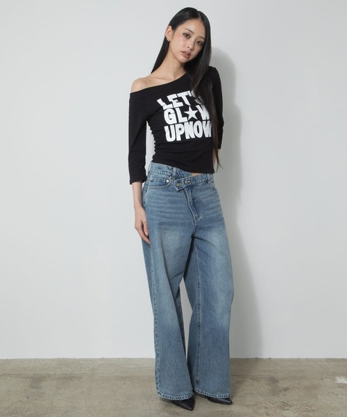 3.3 Field Trip (3.3フィールドトリップ)の「3.3 Field Trip/ワンショルロゴ5分袖トップス(Tシャツ/カットソー・レディース・ブラック/ネイビー/レッド・FREE)」の12枚目の写真