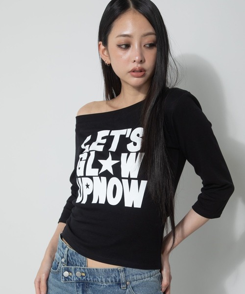 3.3 Field Trip (3.3フィールドトリップ)の「3.3 Field Trip/ワンショルロゴ5分袖トップス(Tシャツ/カットソー・レディース・ブラック/ネイビー/レッド・FREE)」の16枚目の写真