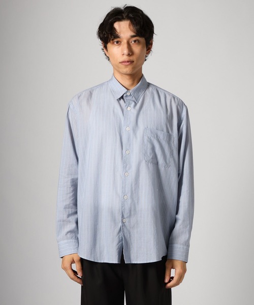 BAYFLOW（ベイフロー）の「【接触冷感】テンセル(TM)ファイバーシャツ（シャツ/ブラウス・メンズ・ブルー/オフホワイト・MEDIUM/LARGE）」の7枚目の写真