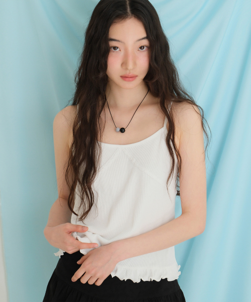 MOUI(モウイ)の「Frill ribbed sleeveless Tee (IVORY)(Tシャツ/カットソー・レディース・その他・FREE)」の2枚目の写真