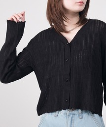 【着回し力抜群♪】 透かし編みニットカーディガン秋冬