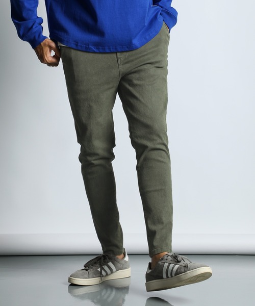 The DUFFER of ST.GEORGE（ザダファーオブセントジョージ）の「SULFUR DYE GUM STRETCH TAPERED SLIM PANTS：硫化染め「ガムストレッチ」テーパードスリムパンツ / ビンテージ加工（チノパンツ・メンズ・カーキ/グレイッシュベージュ/スミクロ・X-LARGE/LARGE/MEDIUM/SMALL）」の3枚目の写真