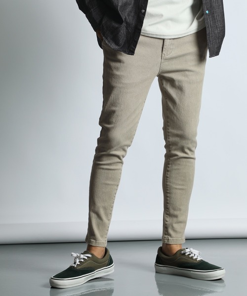 The DUFFER of ST.GEORGE（ザダファーオブセントジョージ）の「SULFUR DYE GUM STRETCH TAPERED SLIM PANTS：硫化染め「ガムストレッチ」テーパードスリムパンツ / ビンテージ加工（チノパンツ・メンズ・カーキ/グレイッシュベージュ/スミクロ・X-LARGE/LARGE/MEDIUM/SMALL）」の18枚目の写真