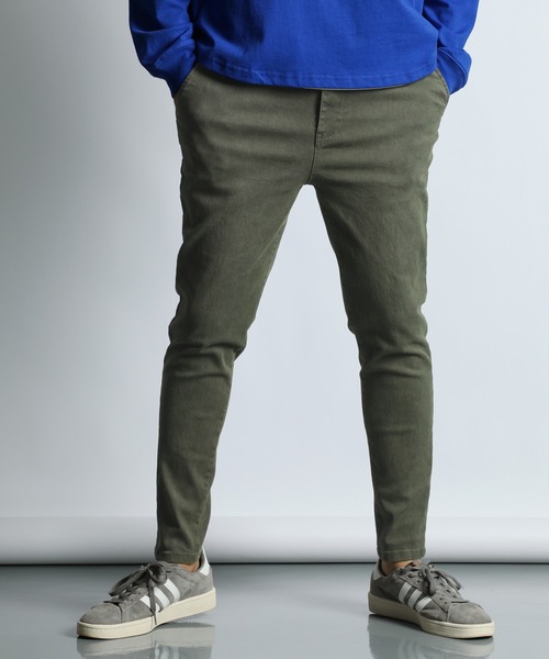 The DUFFER of ST.GEORGE（ザダファーオブセントジョージ）の「SULFUR DYE GUM STRETCH TAPERED SLIM PANTS：硫化染め「ガムストレッチ」テーパードスリムパンツ / ビンテージ加工（チノパンツ・メンズ・カーキ/グレイッシュベージュ/スミクロ・X-LARGE/LARGE/MEDIUM/SMALL）」の20枚目の写真