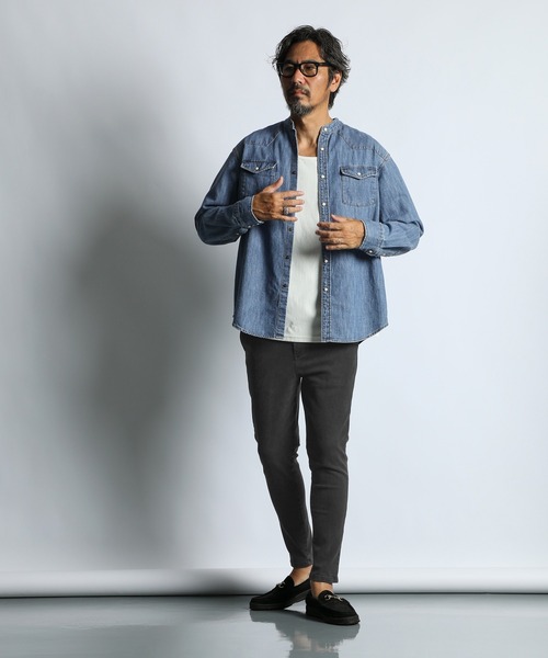 The DUFFER of ST.GEORGE（ザダファーオブセントジョージ）の「SULFUR DYE GUM STRETCH TAPERED SLIM PANTS：硫化染め「ガムストレッチ」テーパードスリムパンツ / ビンテージ加工（チノパンツ・メンズ・カーキ/グレイッシュベージュ/スミクロ・X-LARGE/LARGE/MEDIUM/SMALL）」の17枚目の写真