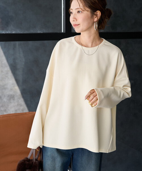 FREAK'S STORE(フリークスストア)の「限定展開 <イージーケア>コットンタッチ ポンチ ドルマン スリーブ プルオーバー(Tシャツ/カットソー・レディース・ネイビー/グレー/ブラウン/オフホワイト/ブラック/ワインレッド・フリ-)」の7枚目の写真