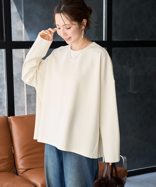 FREAK'S STORE(フリークスストア)の「限定展開 <イージーケア>コットンタッチ ポンチ ドルマン スリーブ プルオーバー(Tシャツ/カットソー・レディース・ネイビー/グレー/ブラウン/オフホワイト/ブラック/ワインレッド・フリ-)」の8枚目の写真