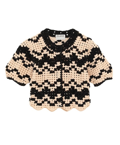 CLANE(クラネ)の「【CLANE/クラネ】MALL BORDER HAND CROCHET KNIT CARDIGAN/モールボーダーハンドクロシェニットカーディガン(カーディガン/ボレロ・レディース・ブラック/ブラウン・1)」の2枚目の写真
