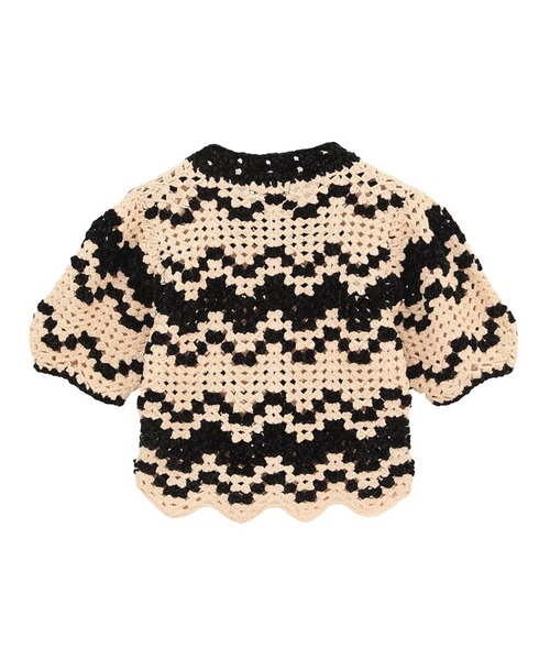 CLANE(クラネ)の「【CLANE/クラネ】MALL BORDER HAND CROCHET KNIT CARDIGAN/モールボーダーハンドクロシェニットカーディガン(カーディガン/ボレロ・レディース・ブラック/ブラウン・1)」の3枚目の写真