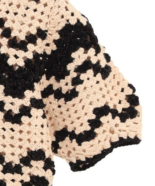 CLANE(クラネ)の「【CLANE/クラネ】MALL BORDER HAND CROCHET KNIT CARDIGAN/モールボーダーハンドクロシェニットカーディガン(カーディガン/ボレロ・レディース・ブラック/ブラウン・1)」の5枚目の写真