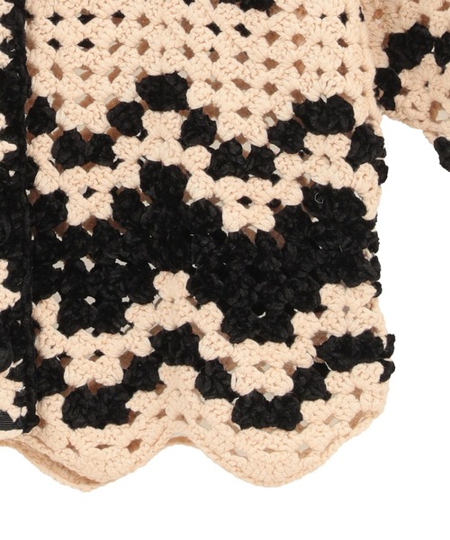 CLANE(クラネ)の「【CLANE/クラネ】MALL BORDER HAND CROCHET KNIT CARDIGAN/モールボーダーハンドクロシェニットカーディガン(カーディガン/ボレロ・レディース・ブラック/ブラウン・1)」の6枚目の写真