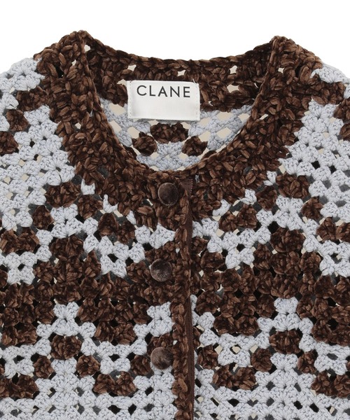 CLANE(クラネ)の「【CLANE/クラネ】MALL BORDER HAND CROCHET KNIT CARDIGAN/モールボーダーハンドクロシェニットカーディガン(カーディガン/ボレロ・レディース・ブラック/ブラウン・1)」の10枚目の写真