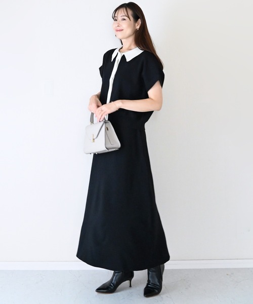 Neige(ネージュ)の「バイカラーポロニットセットアップ(ニット/セーター・レディース・ブラック/ライトベージュ・ONE SIZE)」の11枚目の写真