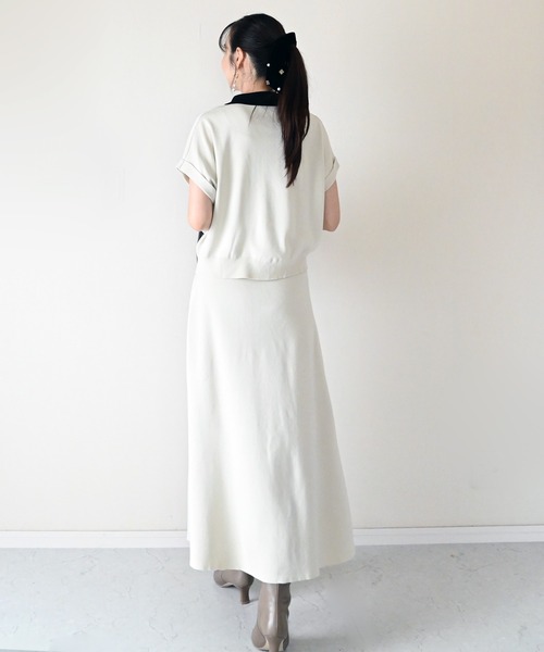 Neige(ネージュ)の「バイカラーポロニットセットアップ(ニット/セーター・レディース・ブラック/ライトベージュ・ONE SIZE)」の6枚目の写真