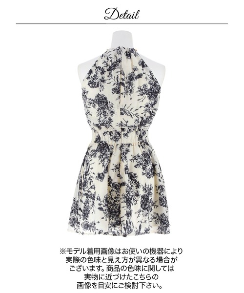 DAZZY(デイジー)の「トワルドジュイ柄ホルターネックハイウエストAラインミニ丈キャバドレス(ドレス・レディース・グレー系2/ブラック系3・S/XS)」の18枚目の写真