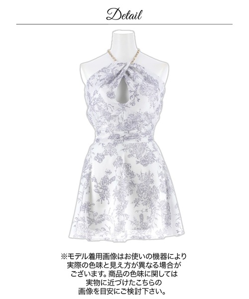 DAZZY(デイジー)の「トワルドジュイ柄ホルターネックハイウエストAラインミニ丈キャバドレス(ドレス・レディース・グレー系2/ブラック系3・S/XS)」の19枚目の写真