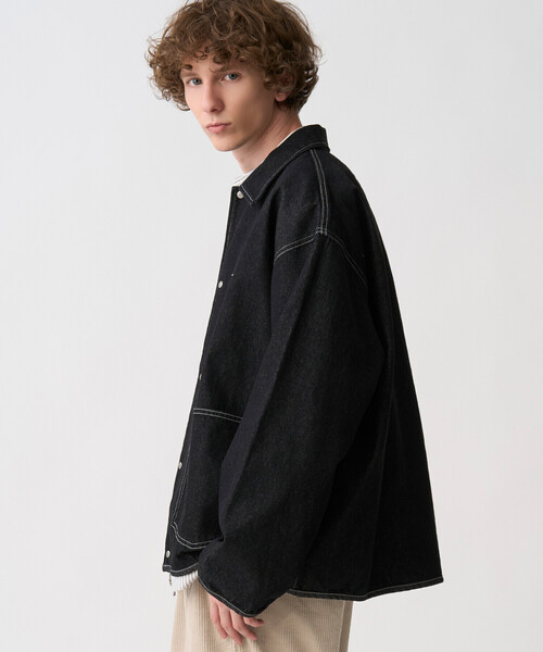 DANTON（ダントン）の「DANTON | コットンデニム カバーオール MEN（デニムジャケット・メンズ・ブラック/ダークインディゴブルー・42/40）」の18枚目の写真