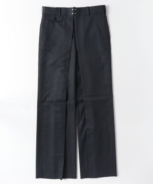 JOHN LAWRENCE SULLIVAN(ジョンローレンスサリバン)の「JOHN LAWRENCE SULLIVAN WOOL GABARDINE FOLDED WIDE TROUSERS (2B023-0126-49)(スラックス・メンズ・グレー/ブラック・46/44)」の2枚目の写真