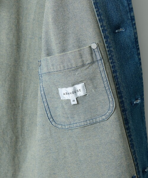 ABAHOUSE（アバハウス）の「【セットアップ対応】COVEROSS DENIM カバーオールジャケット / ストレッチ 抗菌防臭（デニムジャケット・メンズ・ネイビー/インディゴブルー・46/48）」の8枚目の写真