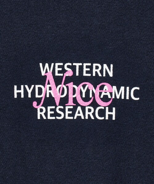 NICE WEATHER（ナイスウェザー）の「【別注】＜WESTERN HYDRODYNAMIC RESEARCH＞ロゴスウェット（スウェット・メンズ・ネイビー/ブラック・XL/M/S/L）」の7枚目の写真