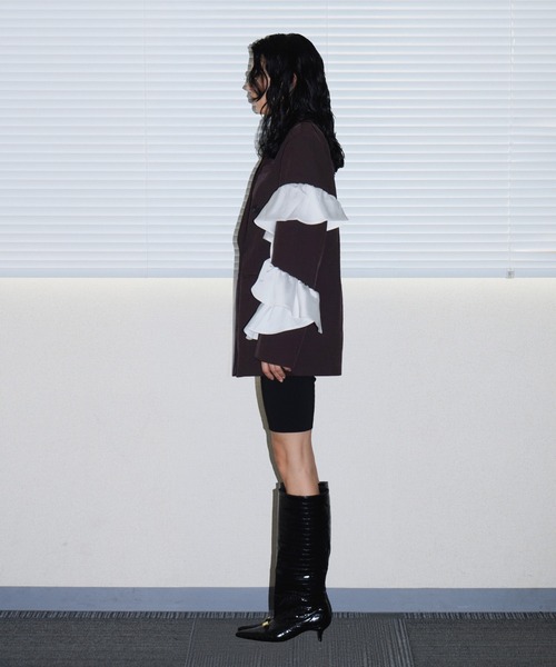 ANDRESD（アンドレスド）の「フリルピークドラペルジャケット / FRILL PEAKED LAPEL JACKET（テーラードジャケット・レディース・ブラック系その他/ブラウン・M/L）」の6枚目の写真