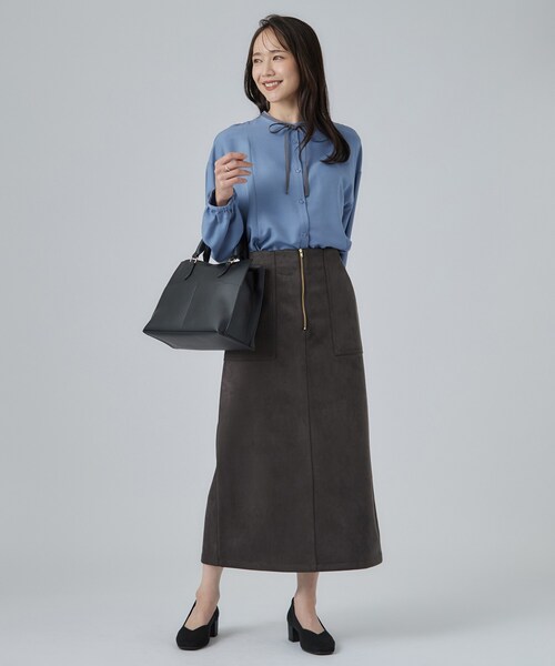 SHOO・LA・RUE（シューラルー）の「【2WAY】一枚革風ボックストートバッグ（トートバッグ・レディース・ブラック/ブラウン系/ナチュラル・00）」の5枚目の写真