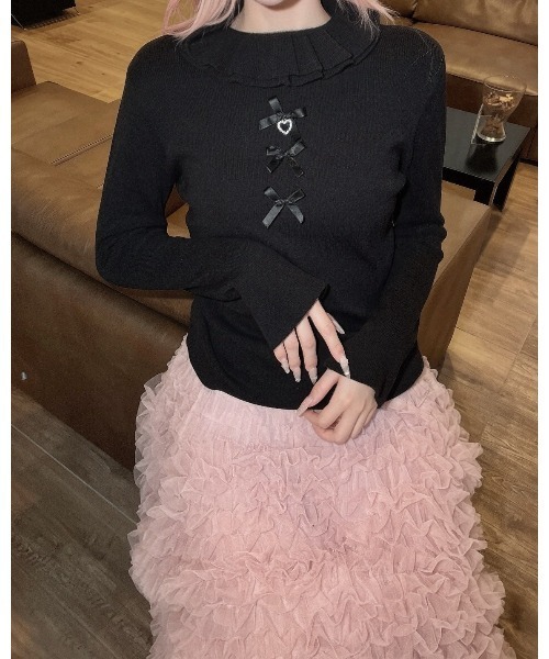 Jamie ank(ジェイミーアンク)の「3つリボンニット(ニット/セーター・レディース・ホワイト/ブラック/グレー・M)」の20枚目の写真