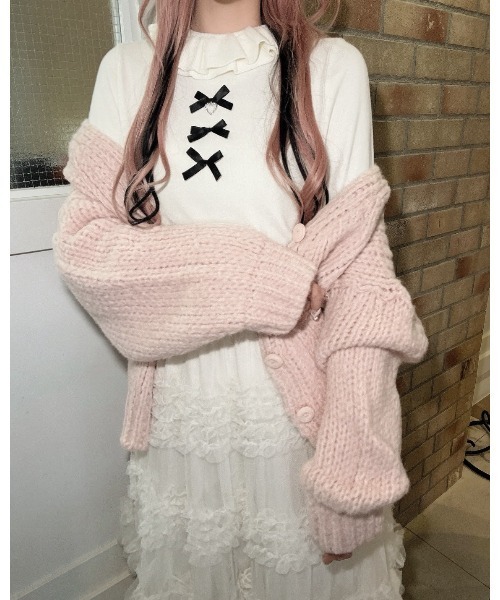 Jamie ank(ジェイミーアンク)の「3つリボンニット(ニット/セーター・レディース・ホワイト/ブラック/グレー・M)」の10枚目の写真