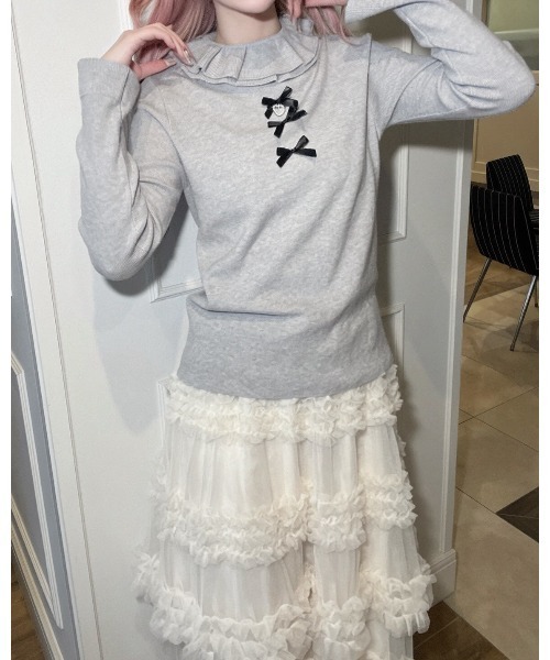 Jamie ank(ジェイミーアンク)の「3つリボンニット(ニット/セーター・レディース・ホワイト/ブラック/グレー・M)」の15枚目の写真