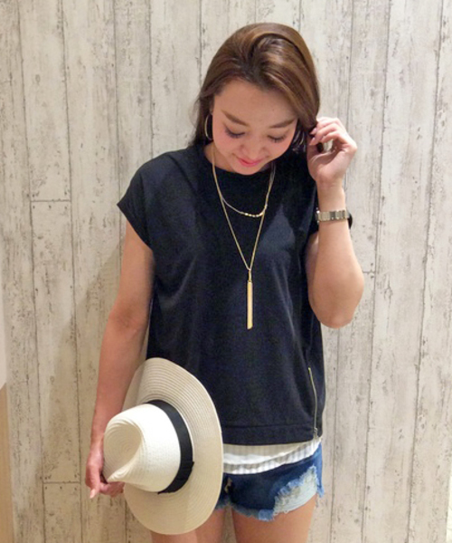 VENCEEXCHANGE（ヴァンスエクスチェンジ）の「裾ZIPT×タンクレイヤードプルオーバー       （Tシャツ/カットソー・レディース・ブラック/グレー/ホワイト・MEDIUM）」の3枚目の写真