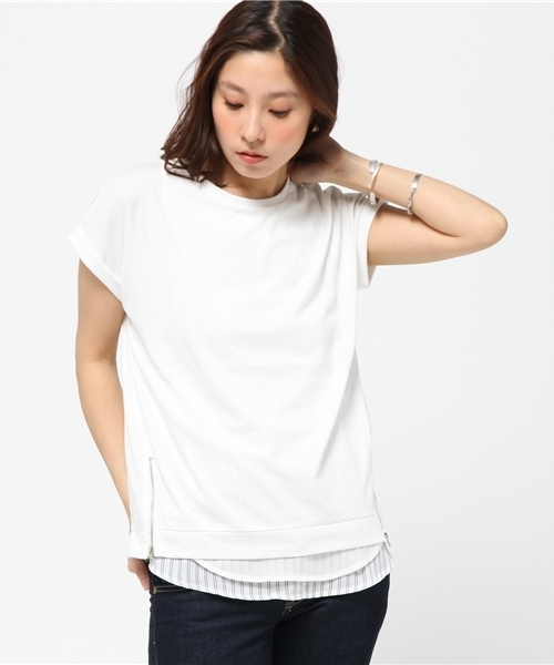 VENCEEXCHANGE（ヴァンスエクスチェンジ）の「裾ZIPT×タンクレイヤードプルオーバー       （Tシャツ/カットソー・レディース・ブラック/グレー/ホワイト・MEDIUM）」の15枚目の写真