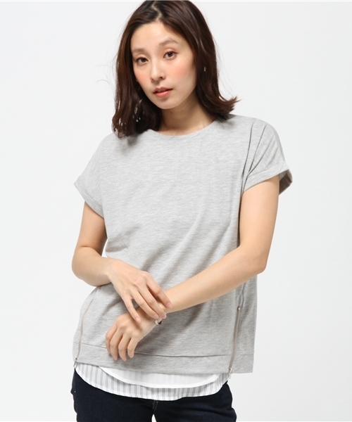 VENCEEXCHANGE（ヴァンスエクスチェンジ）の「裾ZIPT×タンクレイヤードプルオーバー       （Tシャツ/カットソー・レディース・ブラック/グレー/ホワイト・MEDIUM）」の13枚目の写真