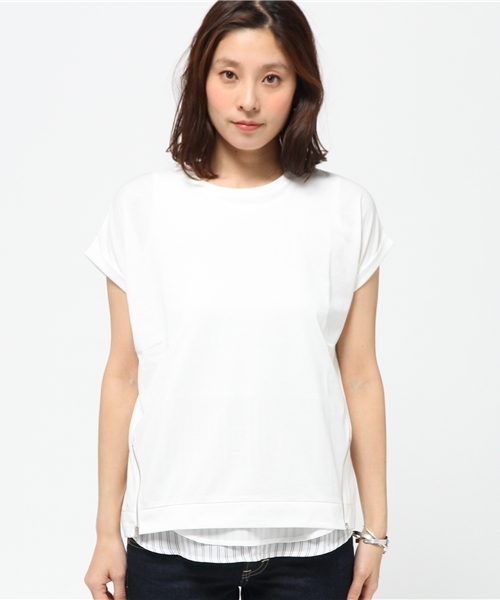 VENCEEXCHANGE（ヴァンスエクスチェンジ）の「裾ZIPT×タンクレイヤードプルオーバー       （Tシャツ/カットソー・レディース・ブラック/グレー/ホワイト・MEDIUM）」の4枚目の写真